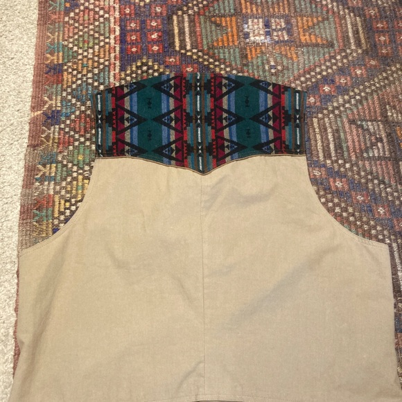 Vintage Pendelton Vest Blanket cotton native american aztec khaki western - Picture 9 of 12